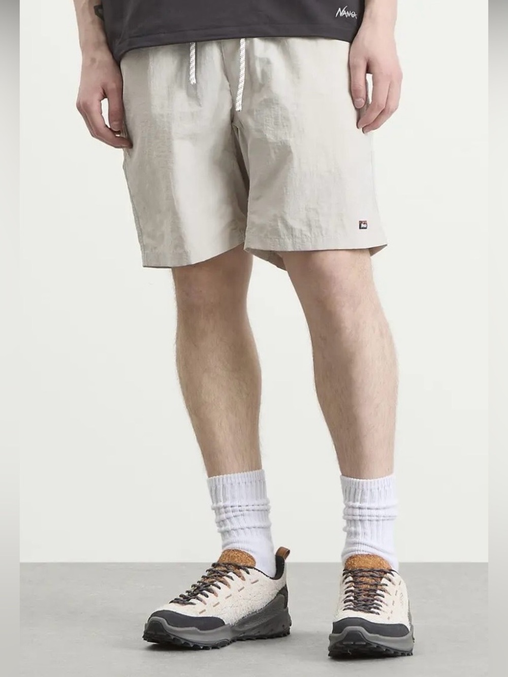 Nanga Men's Lightweight Beige Athletic Shorts with Drawstring